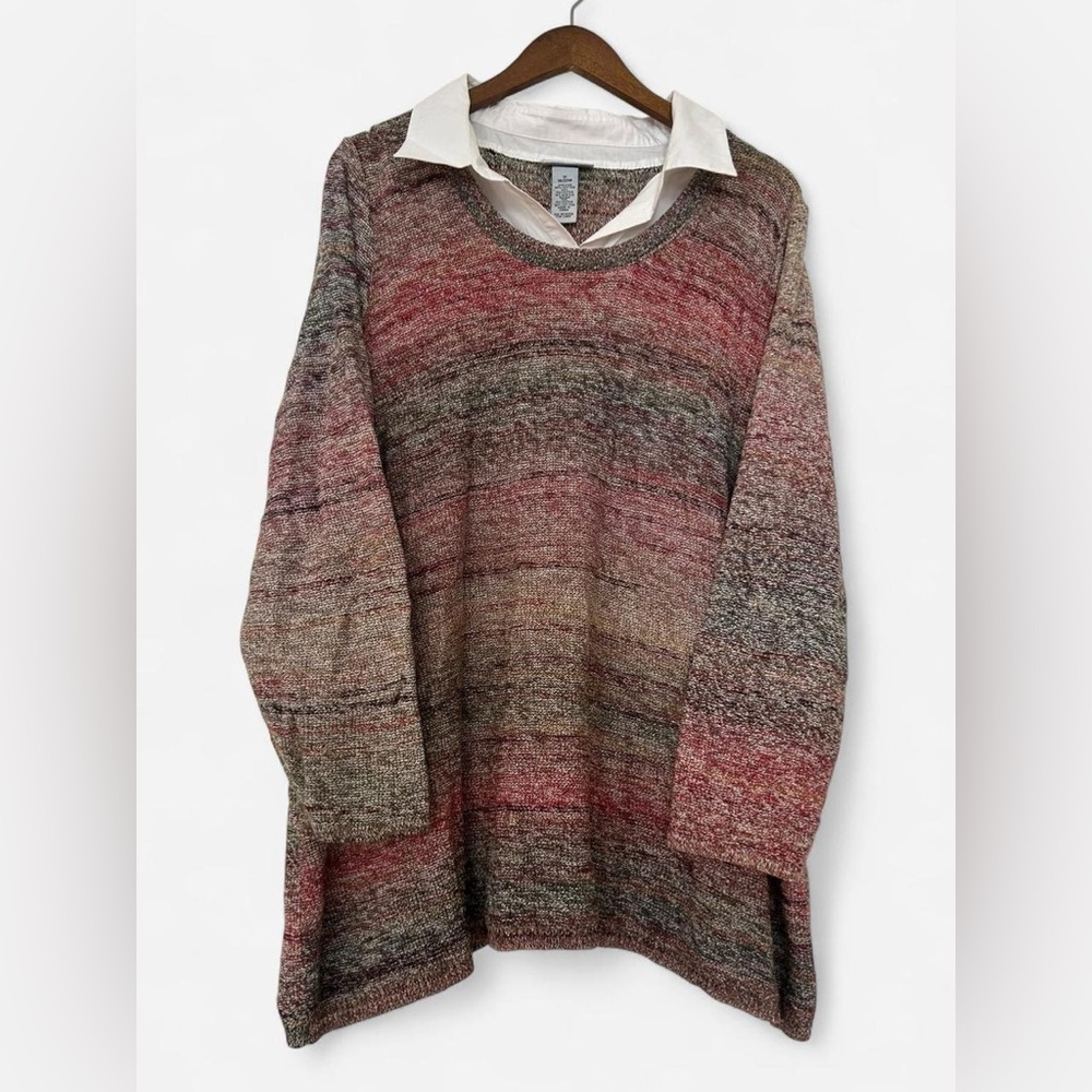 Multicolor Collared Knit Sweater